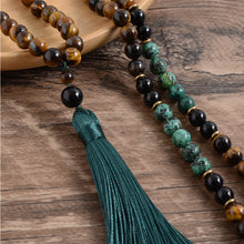 Charger l&#39;image dans la galerie, Ensemble Bracelet et Collier en Oeil de Tigre et Turquoise Africaine - Harmonie Spirituelle
